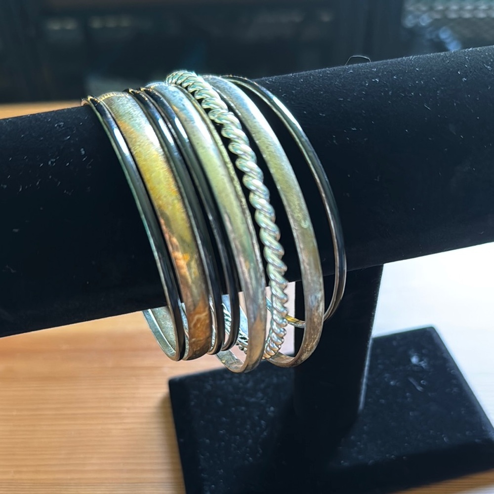 Stylish Mixed Metal Bangle Set